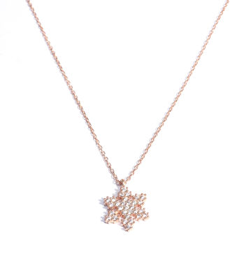 925 Sterling Silver Snowflake Necklace, Rose Gold Plated - 3