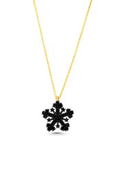 925 Sterling Silver Snowflake Necklace with Black Cz - 7