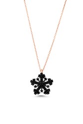 925 Sterling Silver Snowflake Necklace with Black Cz - 5