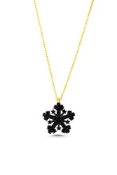 925 Sterling Silver Snowflake Necklace with Black Cz - 8