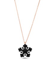 925 Sterling Silver Snowflake Necklace with Black Cz - 6