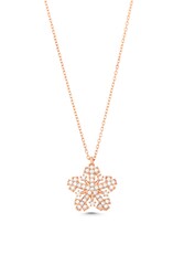 925 Sterling Silver Snowflake Necklace with White Cz - 4