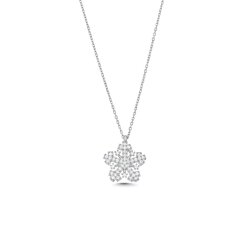 925 Sterling Silver Snowflake Necklace with White Cz - 5