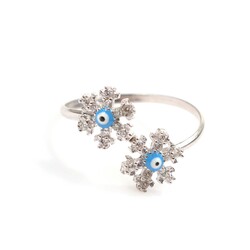 925 Sterling Silver Snowflake Ring with CZ - 1