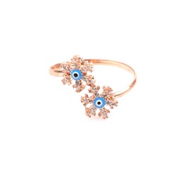 925 Sterling Silver Snowflake Ring with CZ - Nusrettaki (1)