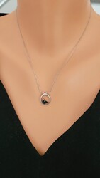 925 Sterling Silver Dove & Solitaire Ring Necklace, Gold Vermeil - Nusrettaki
