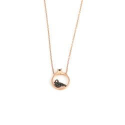 925 Sterling Silver Dove & Solitaire Ring Necklace, Gold Vermeil - 3
