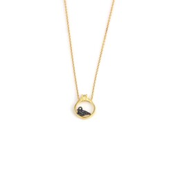 925 Sterling Silver Dove & Solitaire Ring Necklace, Gold Vermeil - Nusrettaki (1)
