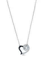 925 Sterling Silver Spiral Heart Necklace with White Cz - 4