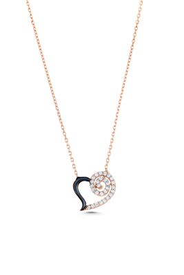 925 Sterling Silver Spiral Heart Necklace with White Cz - 6