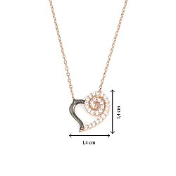 925 Sterling Silver Spiral Heart Necklace with White Cz - 3