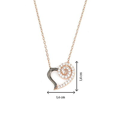 925 Sterling Silver Spiral Heart Necklace with White Cz - 3