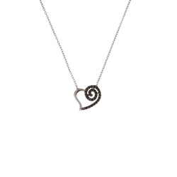 925 Sterling Silver Spiral Heart Necklace with White Cz - 8