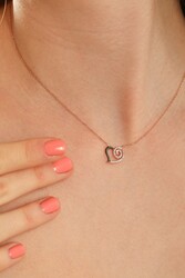 925 Sterling Silver Spiral Heart Necklace with White Cz - Nusrettaki (1)