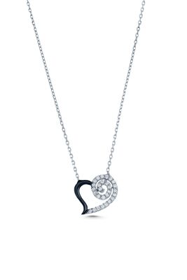 925 Sterling Silver Spiral Heart Necklace with White Cz - 3