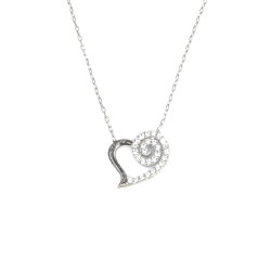 925 Sterling Silver Spiral Heart Necklace with White Cz - 3
