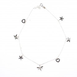 925 Sterling Silver Star, butterfly heart Anklet - Nusrettaki (1)