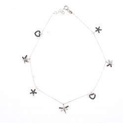 925 Sterling Silver Star, butterfly heart Anklet - 2