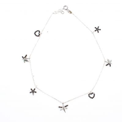 925 Sterling Silver Star, butterfly heart Anklet - 2