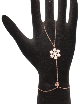 925 Sterling Silver Star Snowflake Design Hand Ring Bracelet - 1