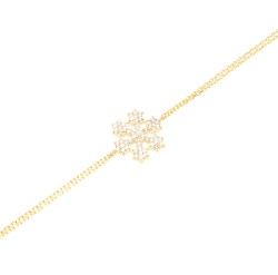 Sterling Silver Snowflake Design Double Chain Bracelet, White Gold Vermeil - 4