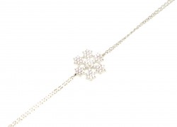 Sterling Silver Snowflake Design Double Chain Bracelet, White Gold Vermeil - Nusrettaki