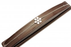 Sterling Silver Snowflake Design Double Chain Bracelet, White Gold Vermeil - 2