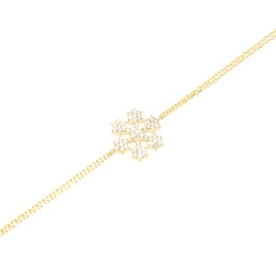 Sterling Silver Snowflake Design Double Chain Bracelet, White Gold Vermeil - 6