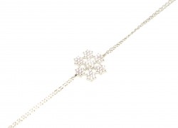 Sterling Silver Snowflake Design Double Chain Bracelet, White Gold Vermeil - 3