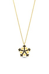 925 Sterling Silver Star Snowflake Necklace with Black CZ - Nusrettaki (1)