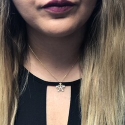 925 Sterling Silver Star Snowflake Necklace with Black Cz - Nusrettaki (1)