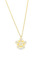 925 Sterling Silver Star Snowflake Necklace with Black Cz - 10