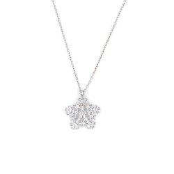 925 Sterling Silver Star Snowflake Necklace with Black Cz - Nusrettaki (1)