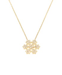 925 Sterling Silver Star Snowflake Necklace with White CZ - 4