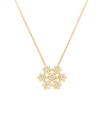925 Sterling Silver Star Snowflake Necklace with White CZ - 4