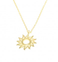 925 Sterling Silver Sun Dainty Pendant Necklace, Gold Plated - 5