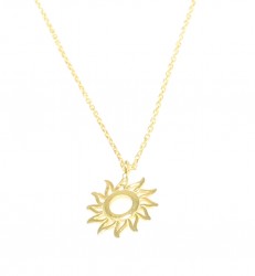 925 Sterling Silver Sun Dainty Pendant Necklace, Gold Plated - 6
