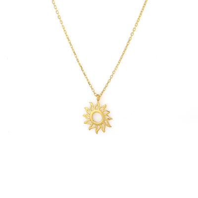 925 Sterling Silver Sun Dainty Pendant Necklace, Gold Plated - 8