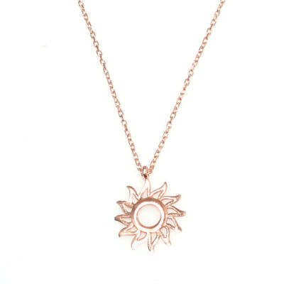 925 Sterling Silver Sun Dainty Pendant Necklace, Gold Plated - 9