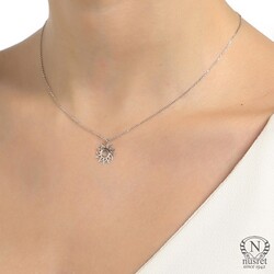 925 Sterling Silver Sun Dainty Pendant Necklace, Gold Plated - Nusrettaki