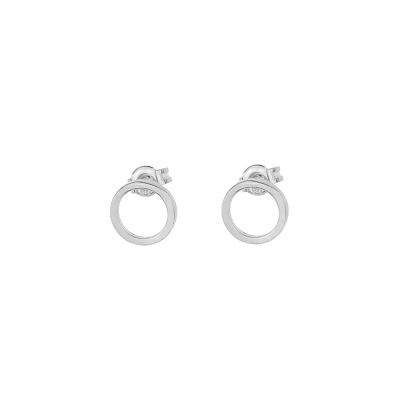 925 Sterling Silver Tiny Circles Stud Earings, White Gold Plated - 5