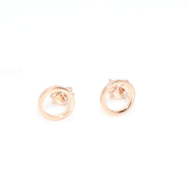 925 Sterling Silver Tiny Circles Stud Earings, White Gold Plated - 6
