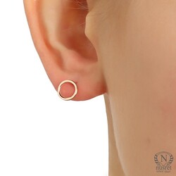 925 Sterling Silver Tiny Circles Stud Earings, White Gold Plated - 2