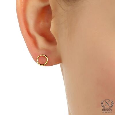 925 Sterling Silver Tiny Circles Stud Earings, White Gold Plated - 3