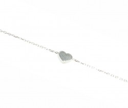 925 Sterling Silver Tiny Heart Bracelet, White Gold Plated - 4