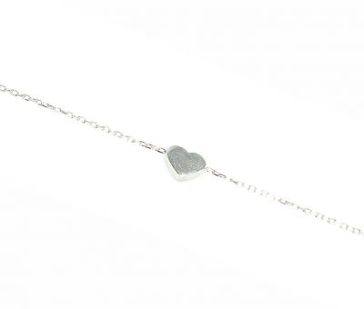 925 Sterling Silver Tiny Heart Bracelet, White Gold Plated - 4