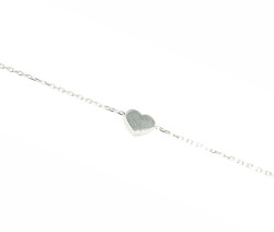 925 Sterling Silver Tiny Heart Bracelet, White Gold Plated - 6