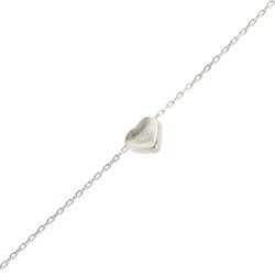 925 Sterling Silver Tiny Heart Bracelet, White Gold Plated - 6