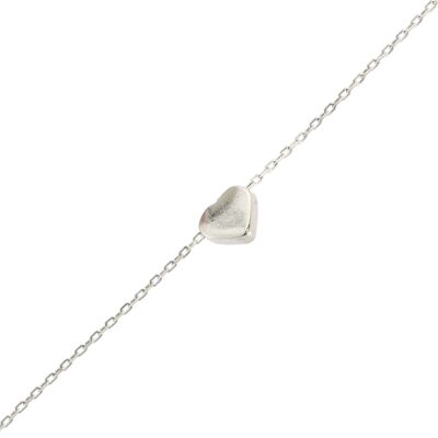 925 Sterling Silver Tiny Heart Bracelet, White Gold Plated - 6