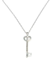 925 Sterling Silver Tiny Heart Key Necklace - 3